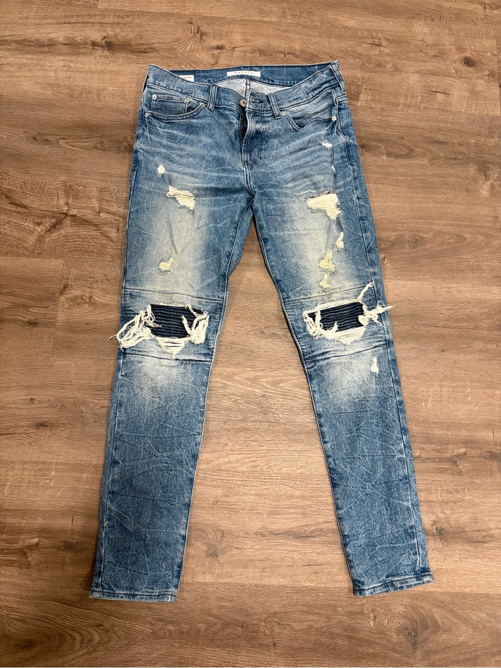 PacSun Men's Distressed Light Blue Ripped Skinny Jeans